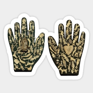 Milagritos mexican ornamental hands exvoto traditional Sticker